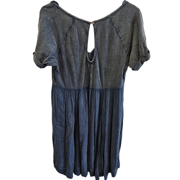 Free People Blue Contrast Fabric Tunic Drsss Womens - Picture 3 of 5